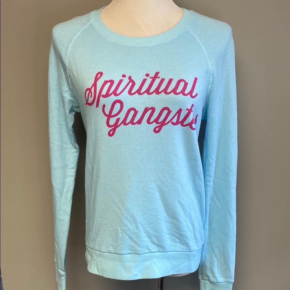 Spiritual Gangster Blue Pink Long Sleeve T-Shirt (sz S)